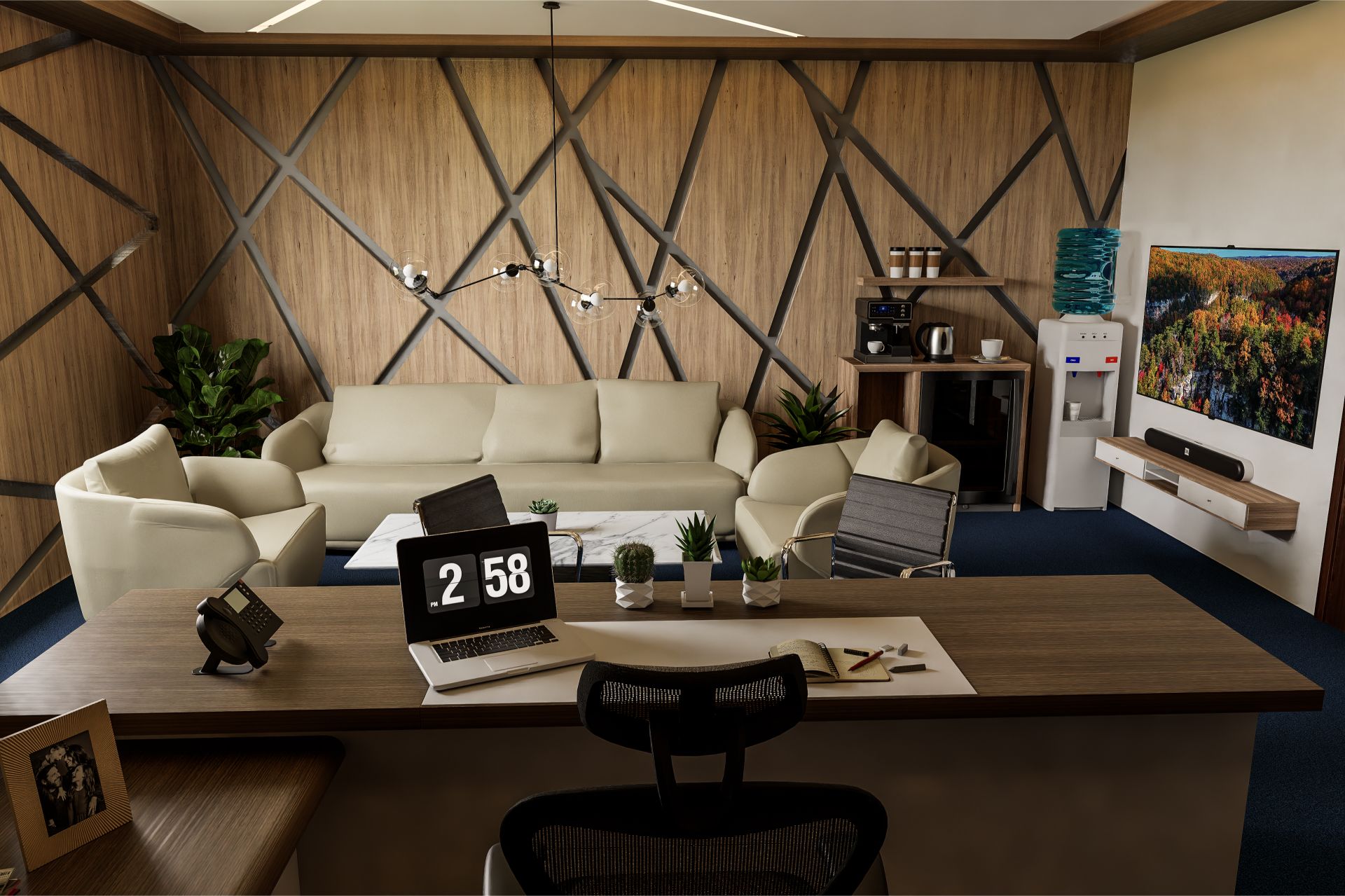 Contemporary interior design visualization showcasing modern living spaces.